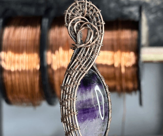 Amethyst pure copper pendant 