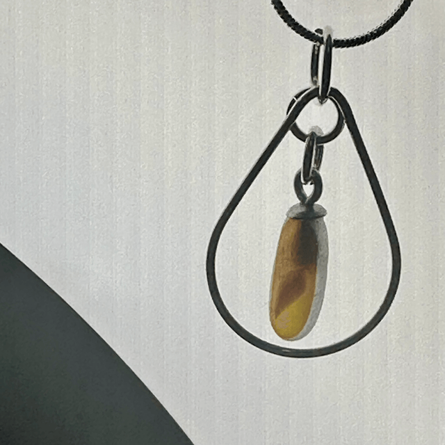 Brown multi seaglass 925 silver necklace 