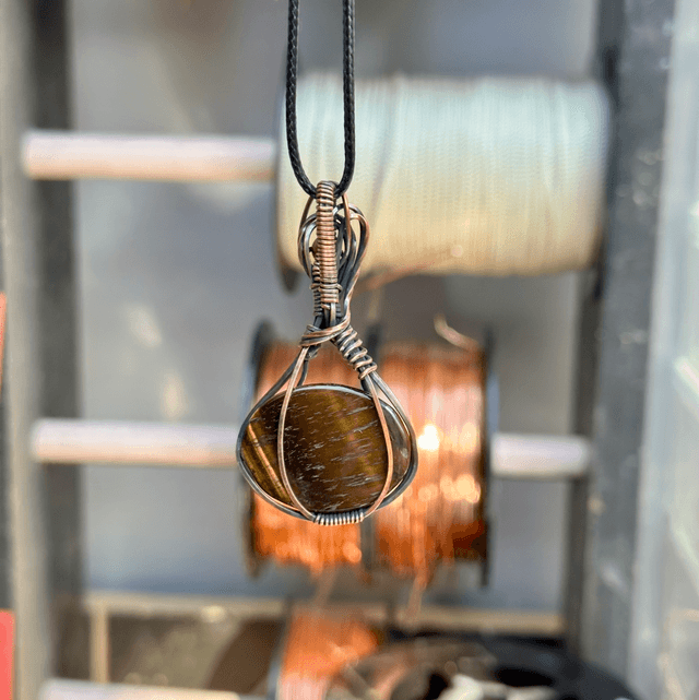 Tigers eye pure copper pendant 