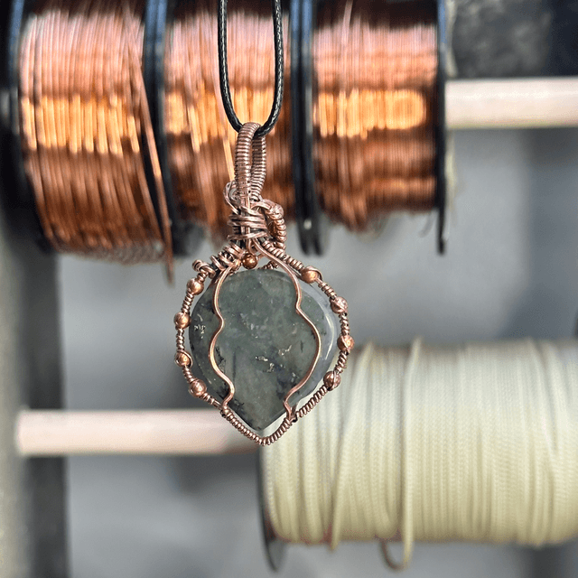 Labradorite pure copper wrapped pendant 