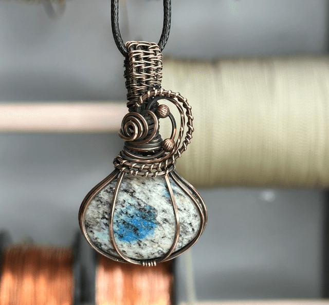 K2 Jasper pure copper wire wrapped pendant 