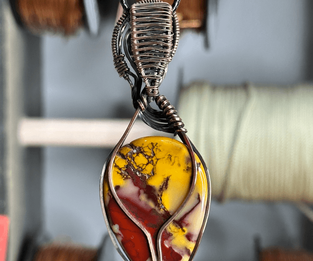 Mookaite pure copper wrapped pendant 