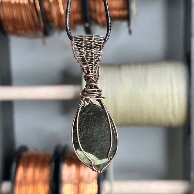 Chrome Chalcedony pure copper wire wrapped pendant 