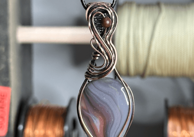 Botswana Agate pure copper wrapped pendant 