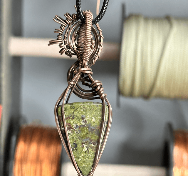 Dragons blood jasper pure copper pendant 