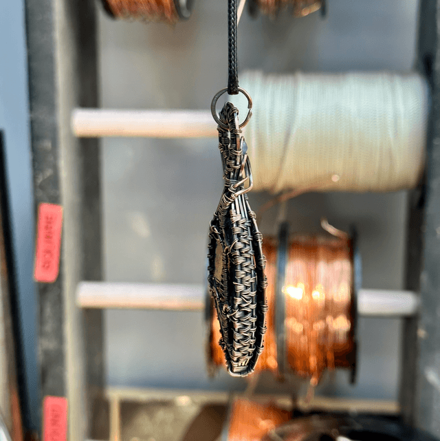 Sodalite pure copper wrapped pendant 
