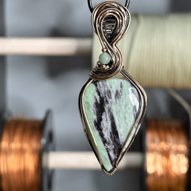 Kammererite pure copper wrapped pendant 