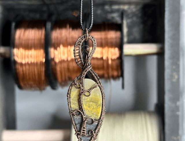 Bumblebee jasper pure copper pendant 