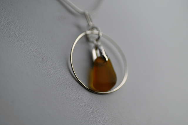 Brown seaglass 925 silver necklace 