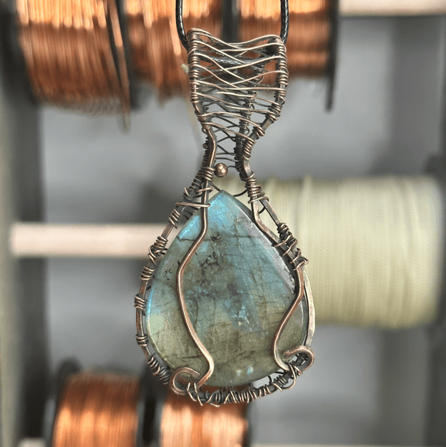 “Tree of life” Labradorite pure copper wrapped pendant 