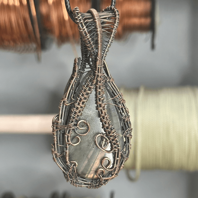 Labradorite pure copper wrapped pendant 