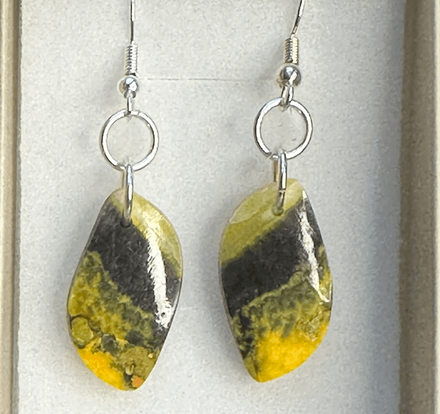 Bumblebee Jasper 925 silver ear hooks earrings 