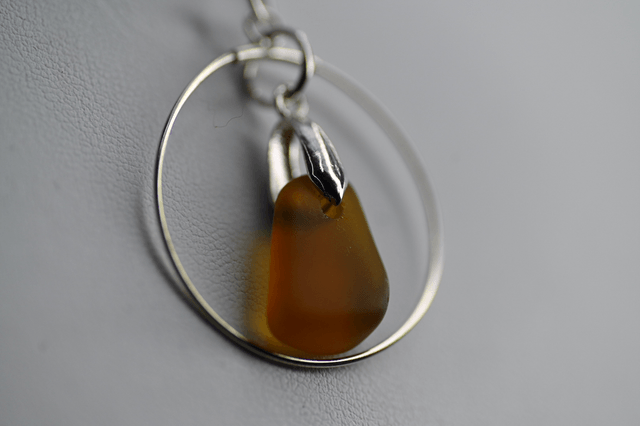 Brown seaglass 925 silver necklace 