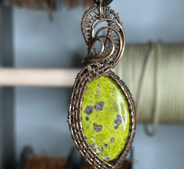 Atlantisite pure copper wrapped pendant 