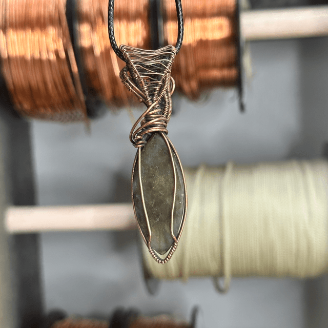 Labradorite pure copper wrapped pendant 