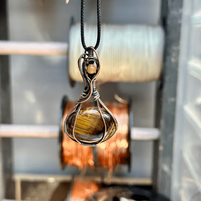 Tigers eye pure copper pendant 