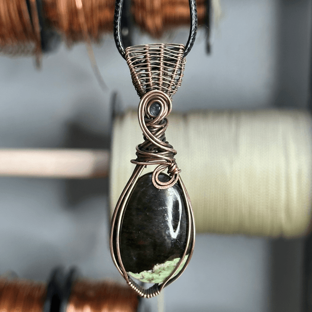 Chrome Chalcedony pure copper wire wrapped pendant 
