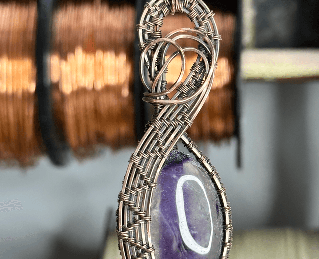 Amethyst pure copper pendant 