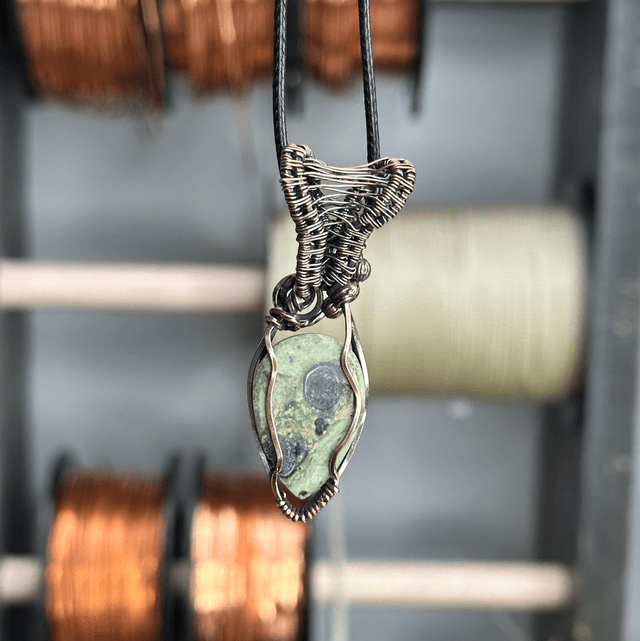 Kambaba Jasper pure copper wire wrapped pendant 