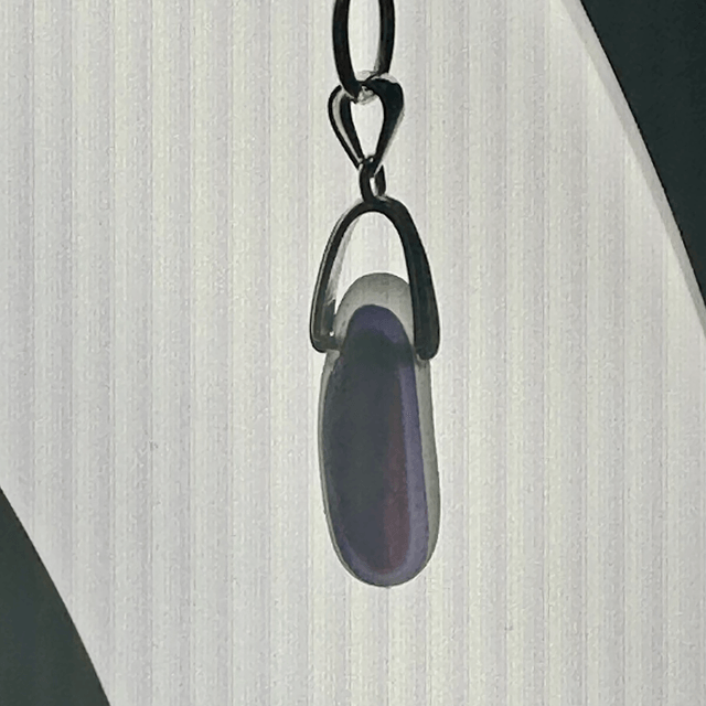 Purple multi seaglass 925 silver necklace 