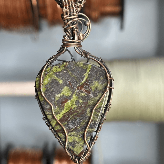 “Tree of life” Dragons blood Jasper pure copper wrapped pendant 
