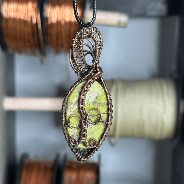 Atlantisite pure copper wrapped pendant 