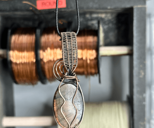 Purple labradorite pure copper pendant 