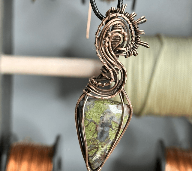 Dragons blood jasper pure copper pendant 