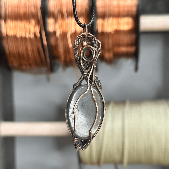 Labradorite pure copper wrapped pendant 