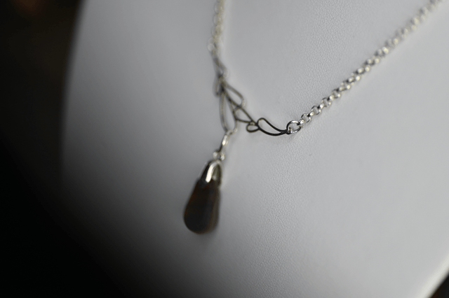 Brown multi seaglass 925 silver necklace 