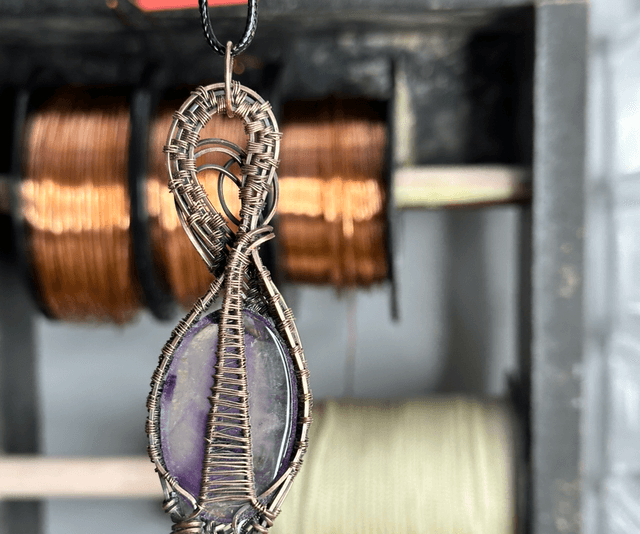 Amethyst pure copper pendant 