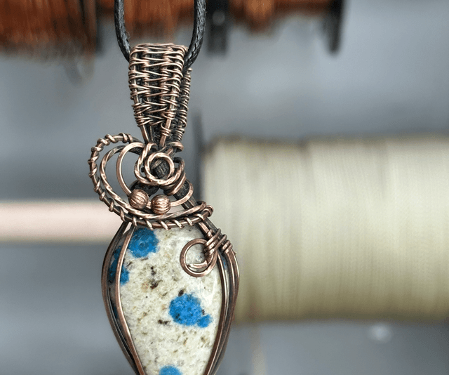 K2 Jasper pure copper wire wrapped pendant 