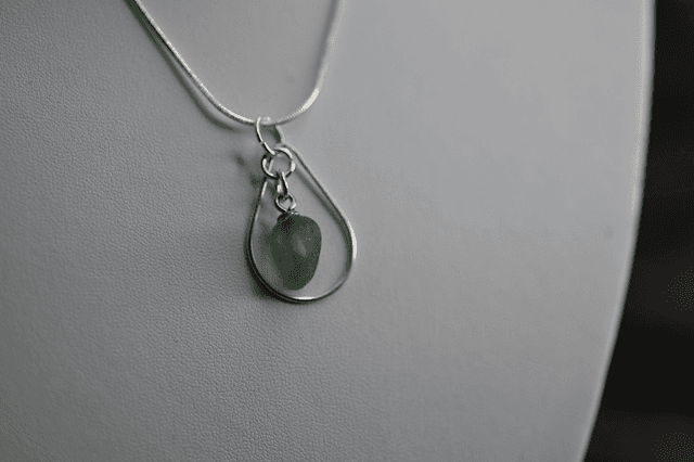 Seafoam seaglass 925 silver necklace 