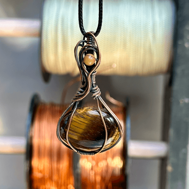 Tigers eye pure copper pendant 