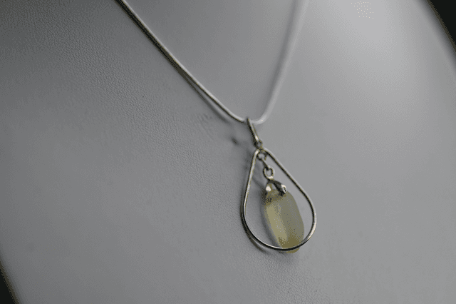 Clear seaglass 925 silver necklace 