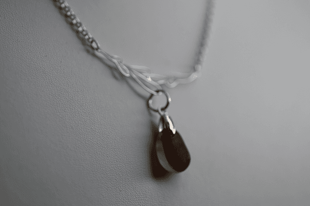 Brown multi seaglass 925 silver necklace 
