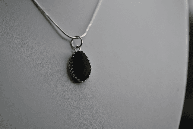Navy blue seaglass 925 silver necklace 